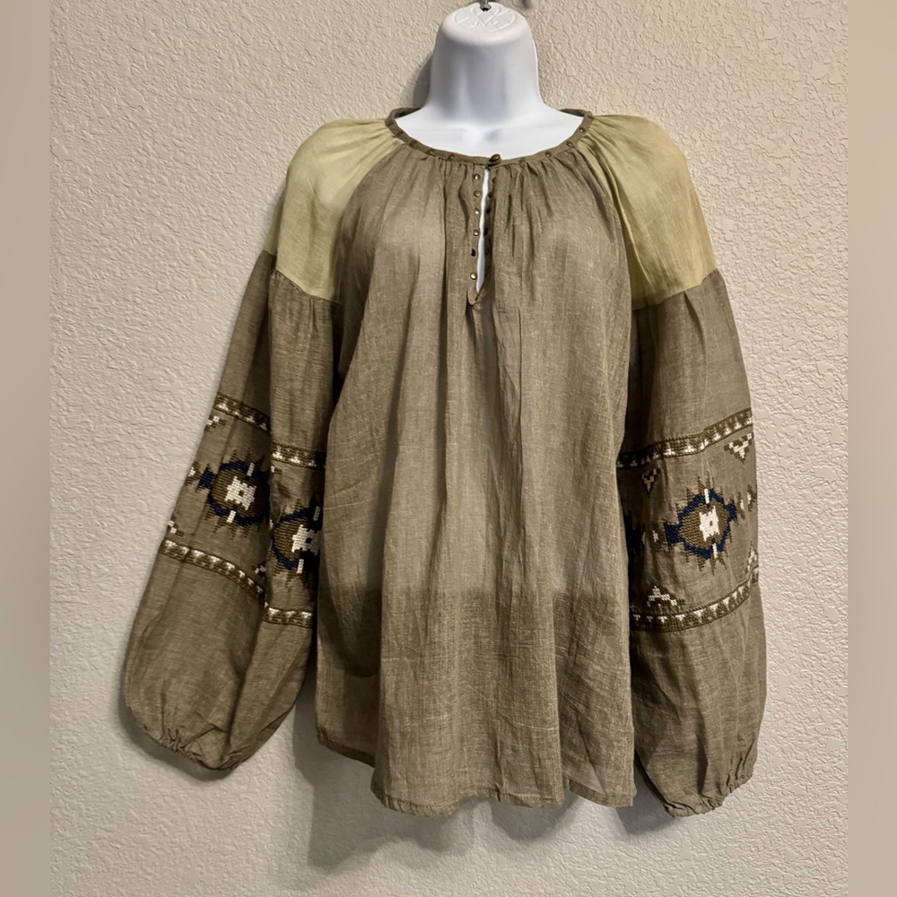 Green Embellished Relaxed Blouse M